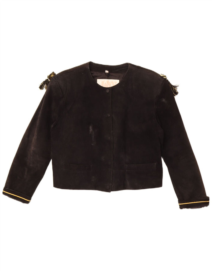 Giacca corta in pelle scamosciata da donna Joy EU 40 pelle nera media