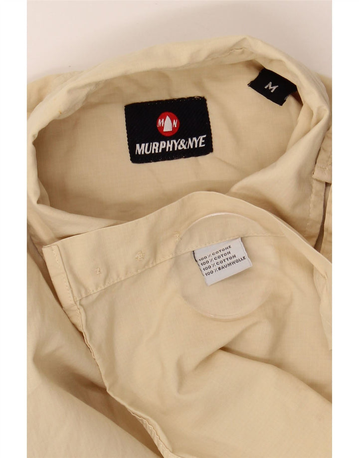 MURPHY & NYE Mens Shirt Medium Beige Cotton Vintage Murphy & Nye and Second-Hand Murphy & Nye from Messina Hembry 
