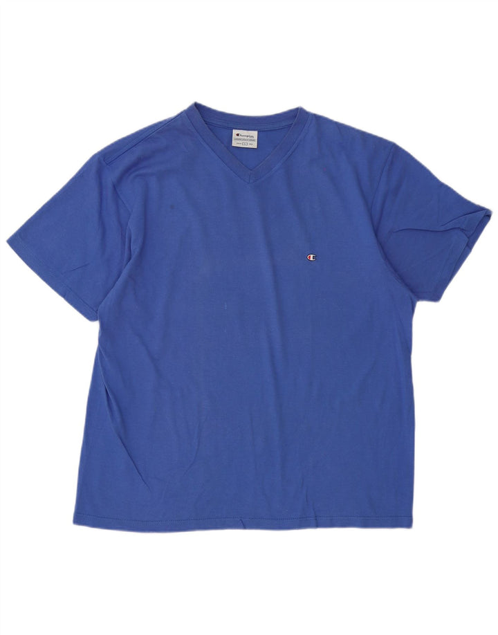 Champion Mens T-Shirt Top Large Blue Cotton