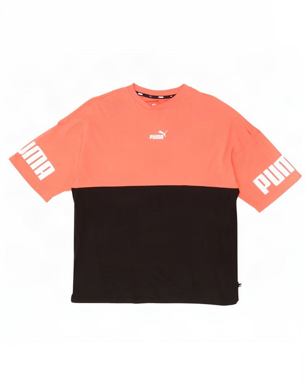 Puma Mens Graphic T-Shirt Top Grande Algodão Colorblock Preto