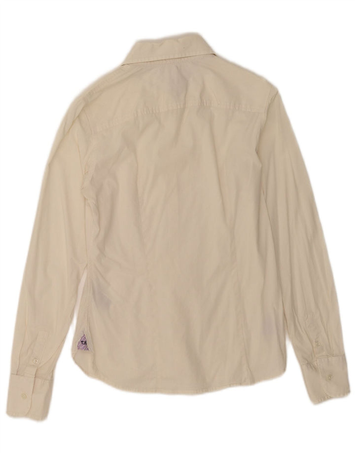 Tommy Hilfiger Womens Shirt US 6 Medium Off White Cotton