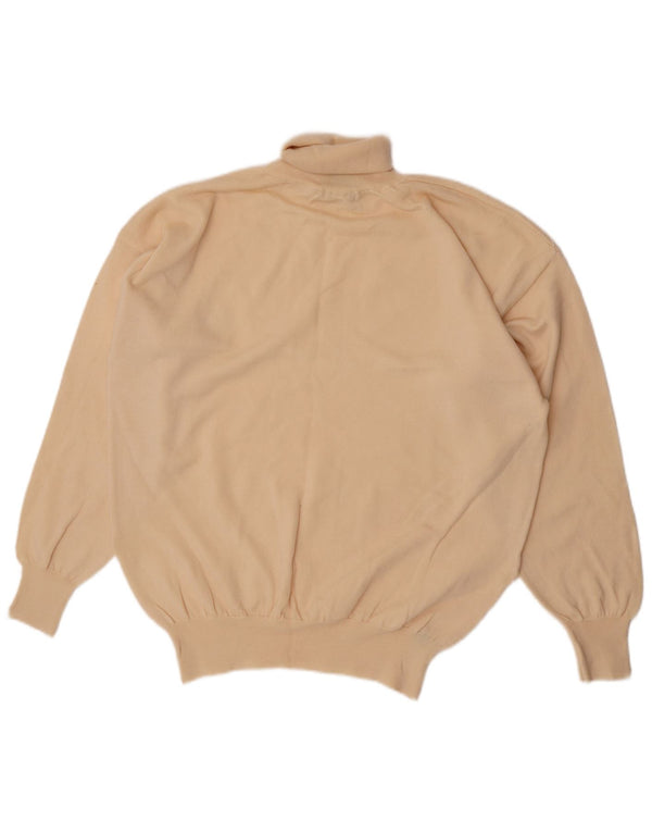 vintage Mens Roll Neck Jumper Pull XL Beige Laine