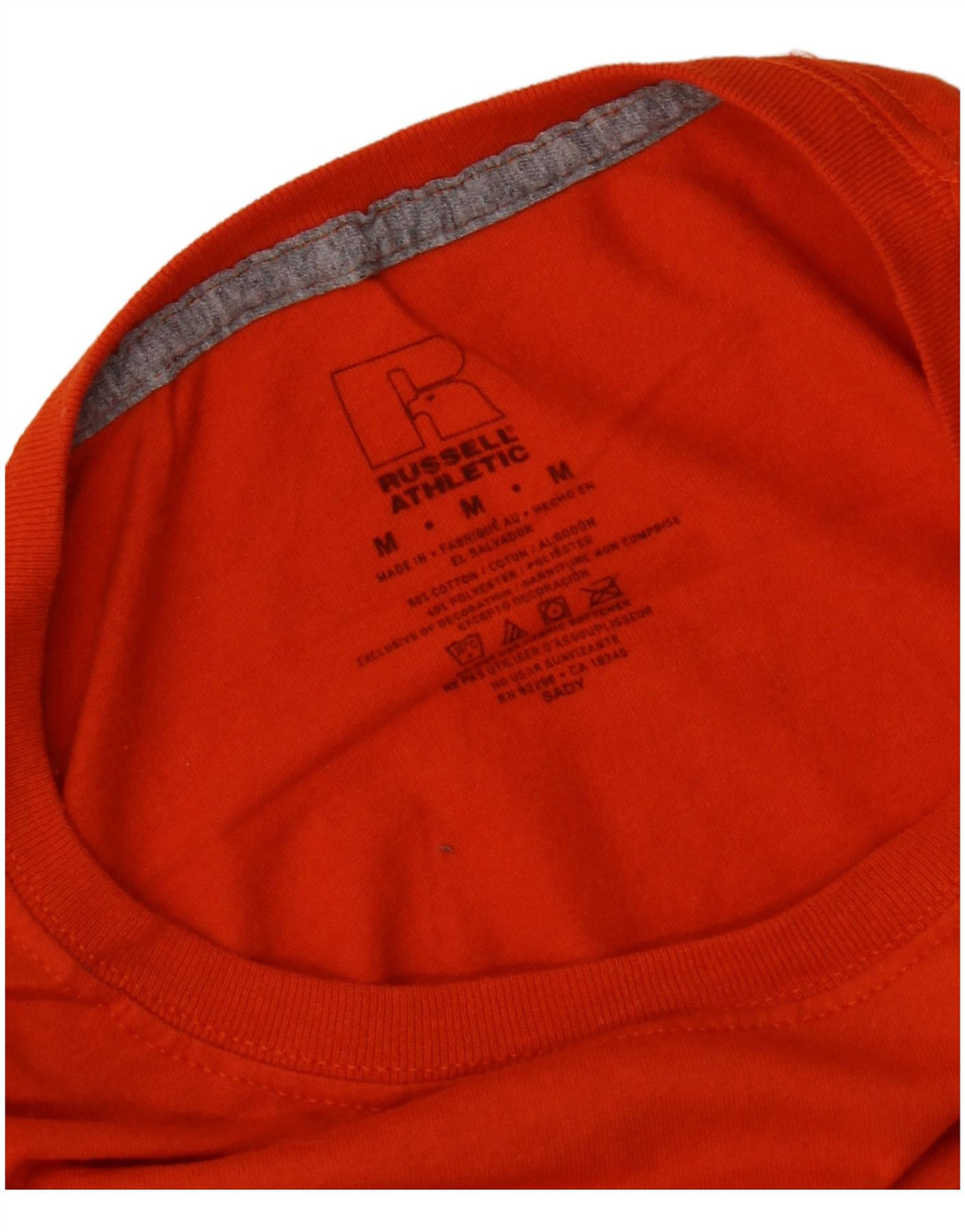 Russell Athletic Mens T-Shirt Top Medium Orange Cotton