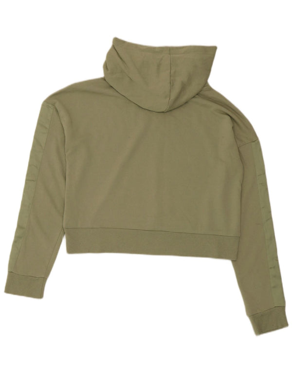 Topshop Womens Crop Hoodie Jumper UK 10 Small Green Polyester