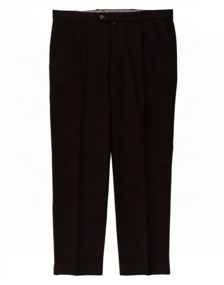 Pantaloni de costum obișnuiți pentru bărbați Marks & Spencer L38 L31 Poliester negru