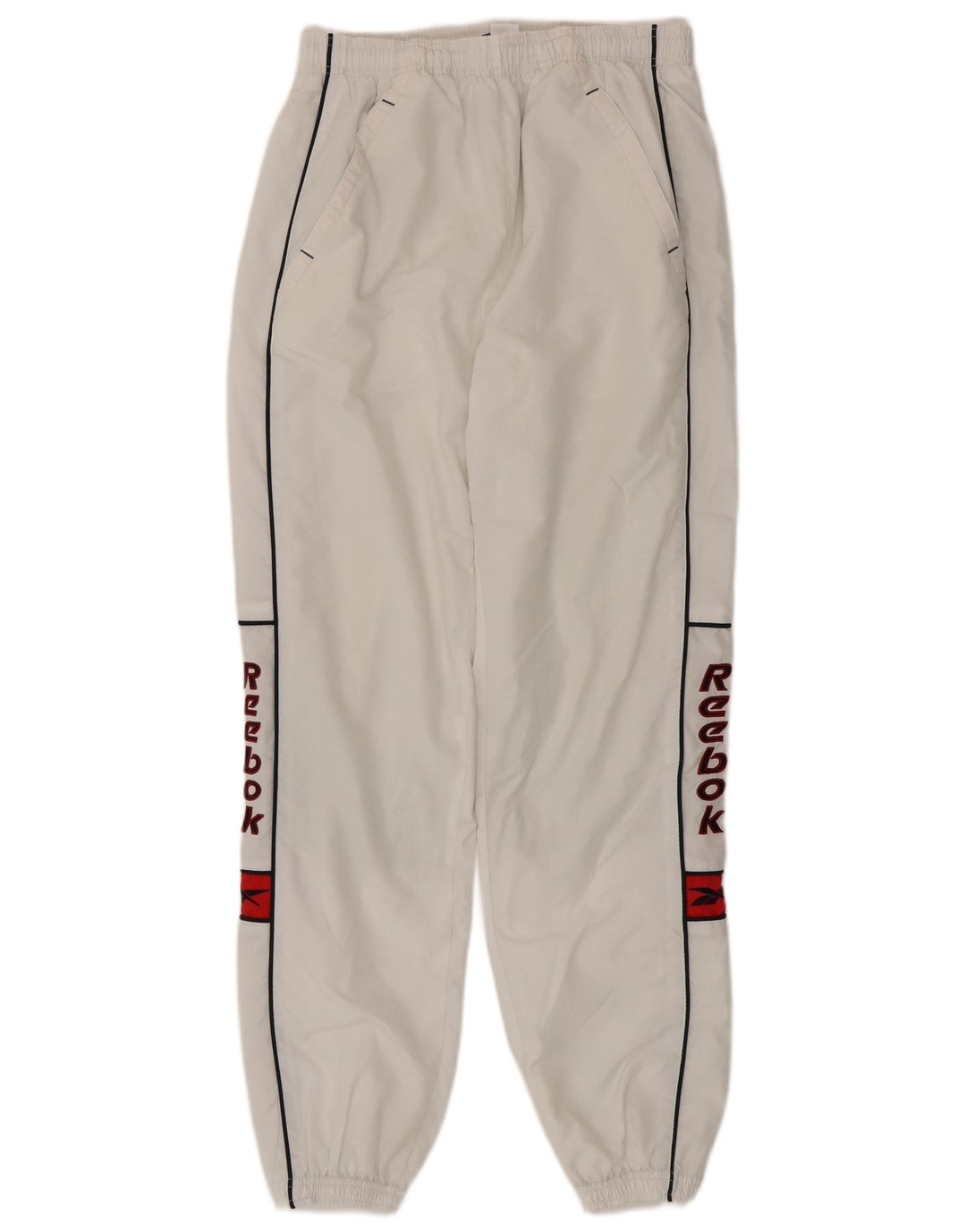 Reebok Mens Graphic Tracksuit Trousers Joggers Small White Polyester
