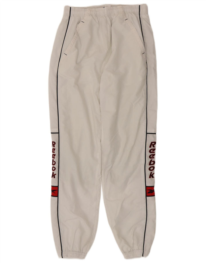 Reebok Mens Graphic Tracksuit Trousers Joggers Small White Polyester