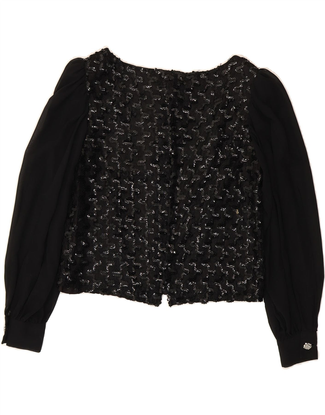 VINTAGE Womens Crop Long Sleeve Blouse Top IT 44 Medium Black Vintage Vintage and Second-Hand Vintage from Messina Hembry 