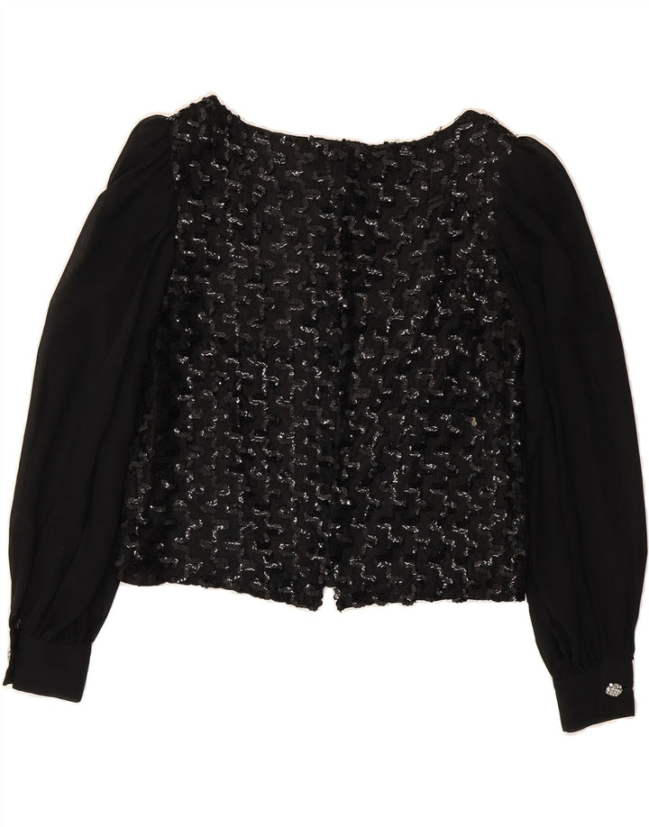 VINTAGE Womens Crop Long Sleeve Blouse Top IT 44 Medium Black Vintage Vintage and Second-Hand Vintage from Messina Hembry 