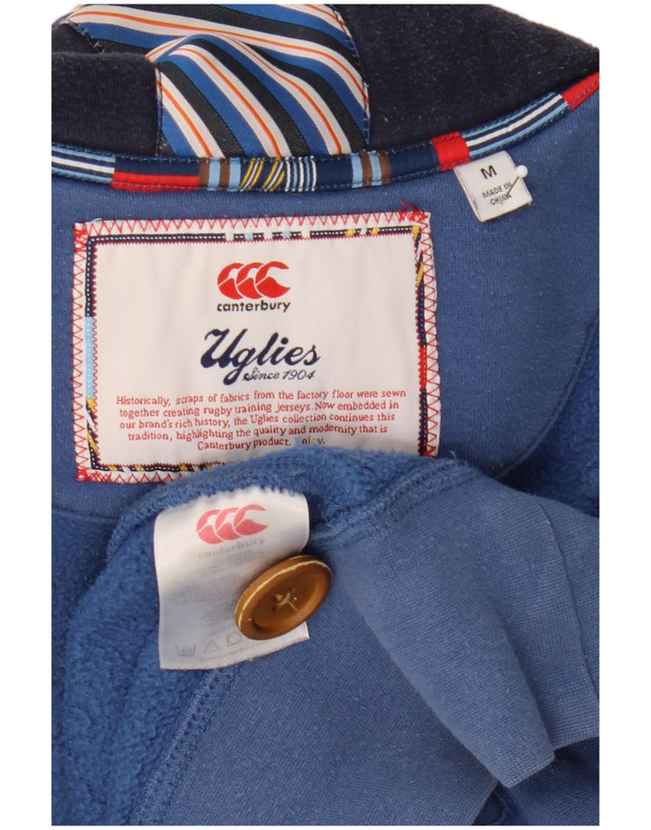 Felpa da uomo con collo abbottonato Canterbury, cotone blu medio