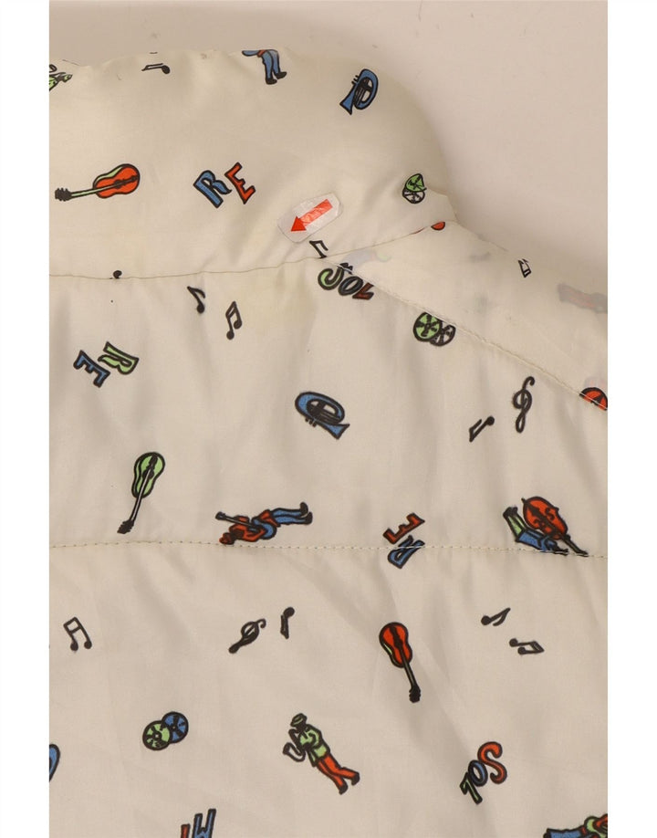 VINTAGE Mens Padded Gilet UK 38 Medium White Spotted Polyester Vintage Vintage and Second-Hand Vintage from Messina Hembry 