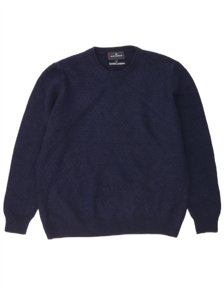 Marks & Spencer Mens Blue Harbour Crew Neck Jumper Sweater Medium Navy