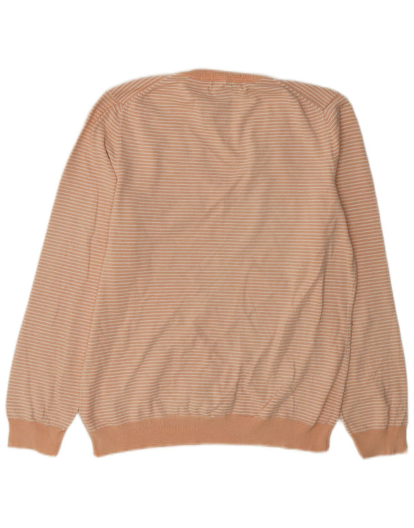 Tommy Hilfiger Dame V-hals sweater UK 16 Stor Orange Stribet