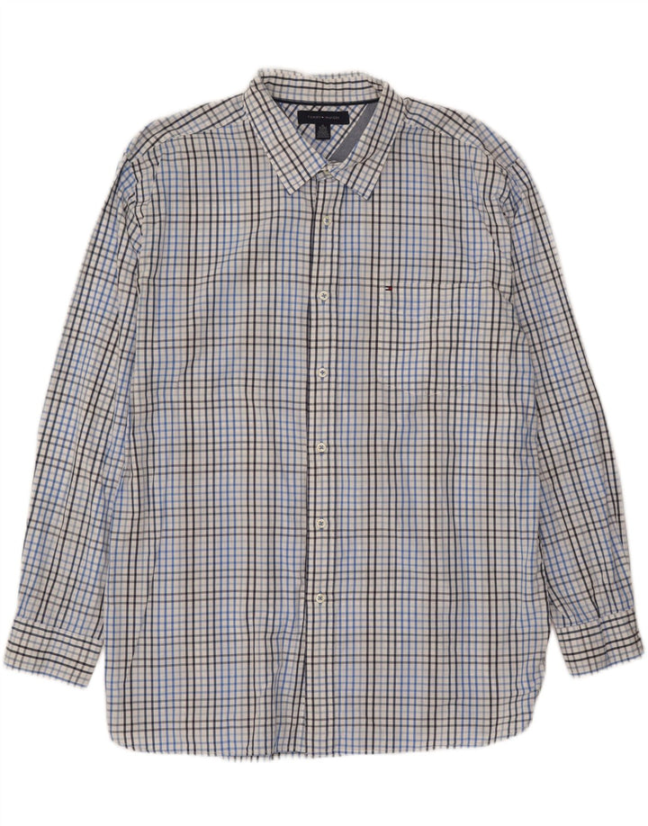 TOMMY HILFIGER Mens Shirt XL Blue Check Cotton Vintage Tommy Hilfiger and Second-Hand Tommy Hilfiger from Messina Hembry 
