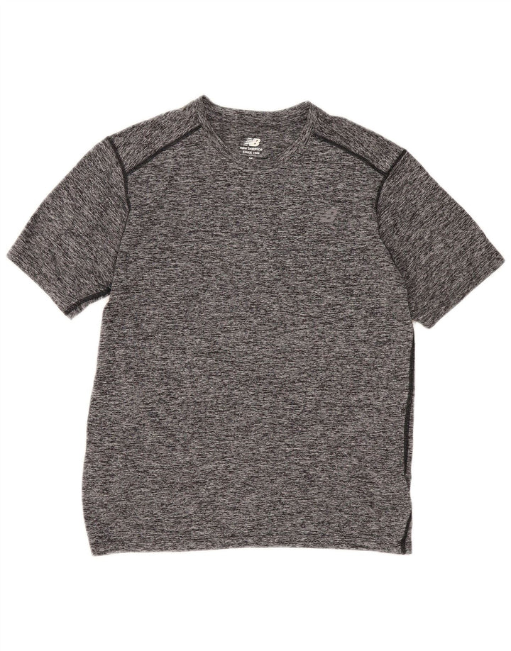 New Balance Mens T-Shirt Top Medium Grey Flecked Polyester