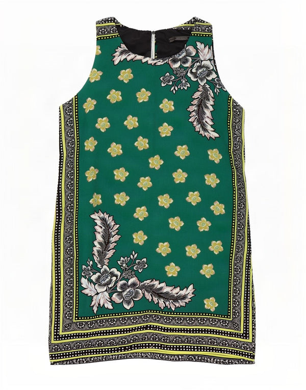 Zara Womens Trafaluc Sleeveless Shift Dress UK 12 Medium Green Floral