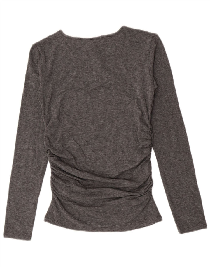 Marks & Spencer Womens Top Long Sleeve UK 10 Small Grey Acrylic