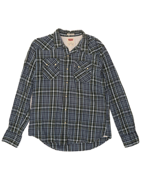Levi's Mens Slim Fit Flannel Shirt Large Blue Check Cotton