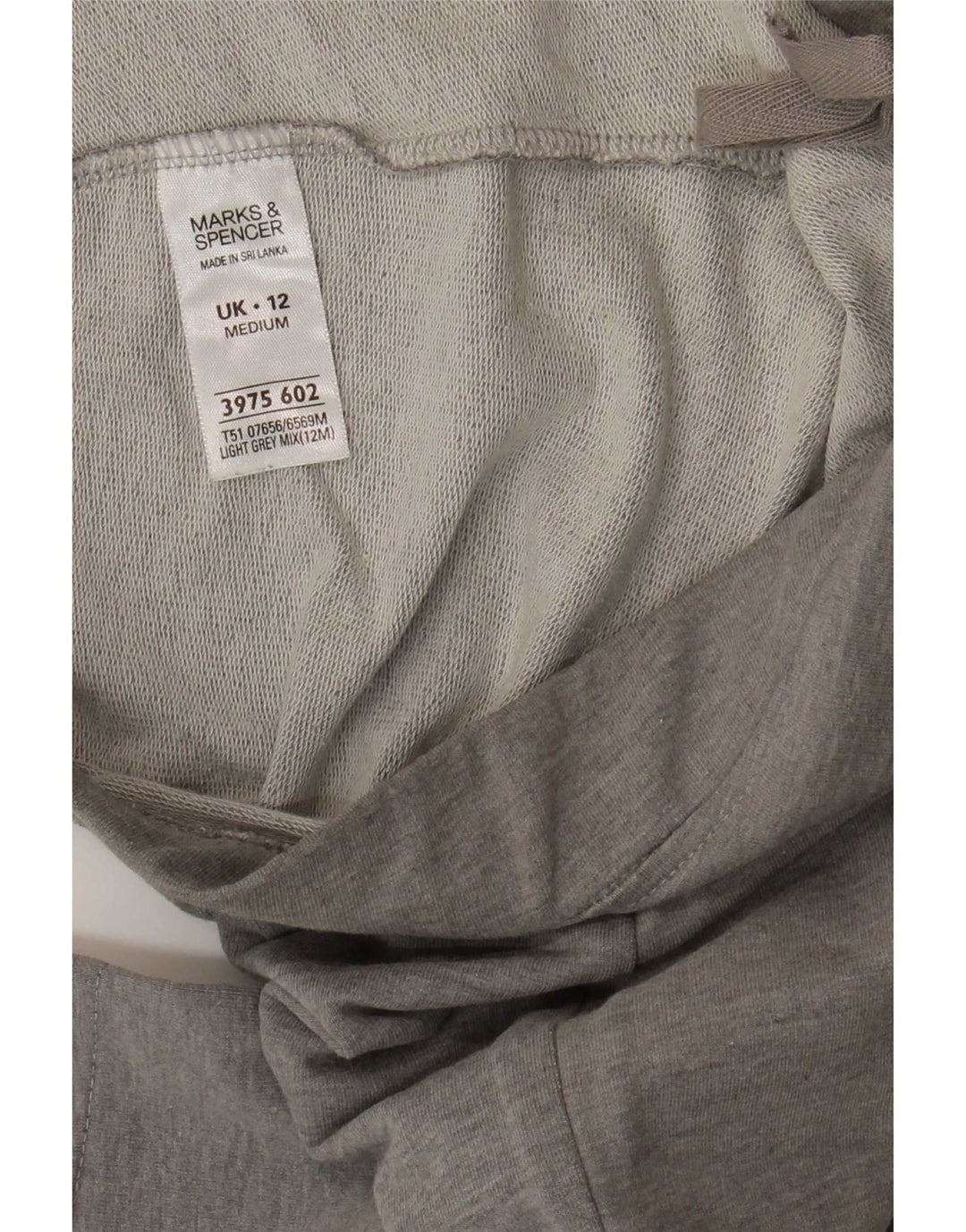 Marks & Spencer Womens Tracksuit Trousers UK 12 Medium Grey Cotton