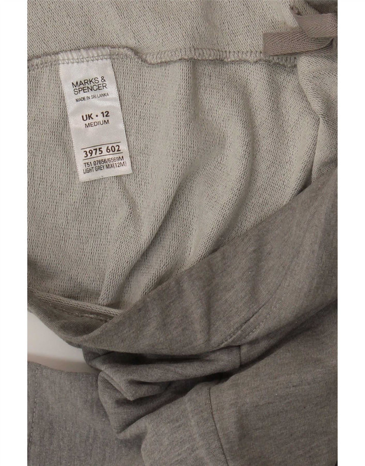 Marks & Spencer Womens Tracksuit Trousers UK 12 Medium Grey Cotton