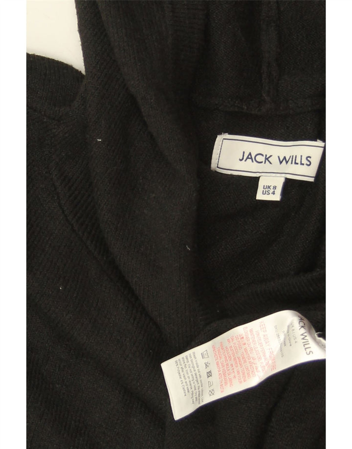 JACK WILLS Womens Hooded Jumper Sweater UK 8 Small Black Polyester