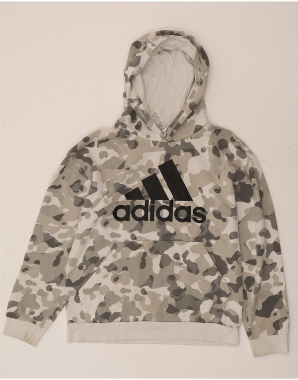 Adidas Pull à capuche graphique pour garçon 15-16 ans XL Gris Camouflage Coton