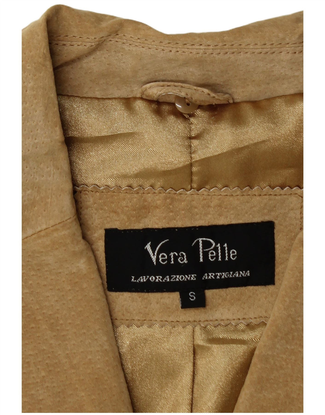 Vintage Womens 2 Button Suede Blazer Jacket UK 10 Small Beige Leather