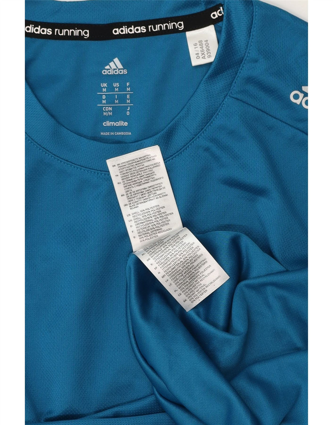 ADIDAS Mens Climalite Top Long Sleeve Medium Blue Polyester
