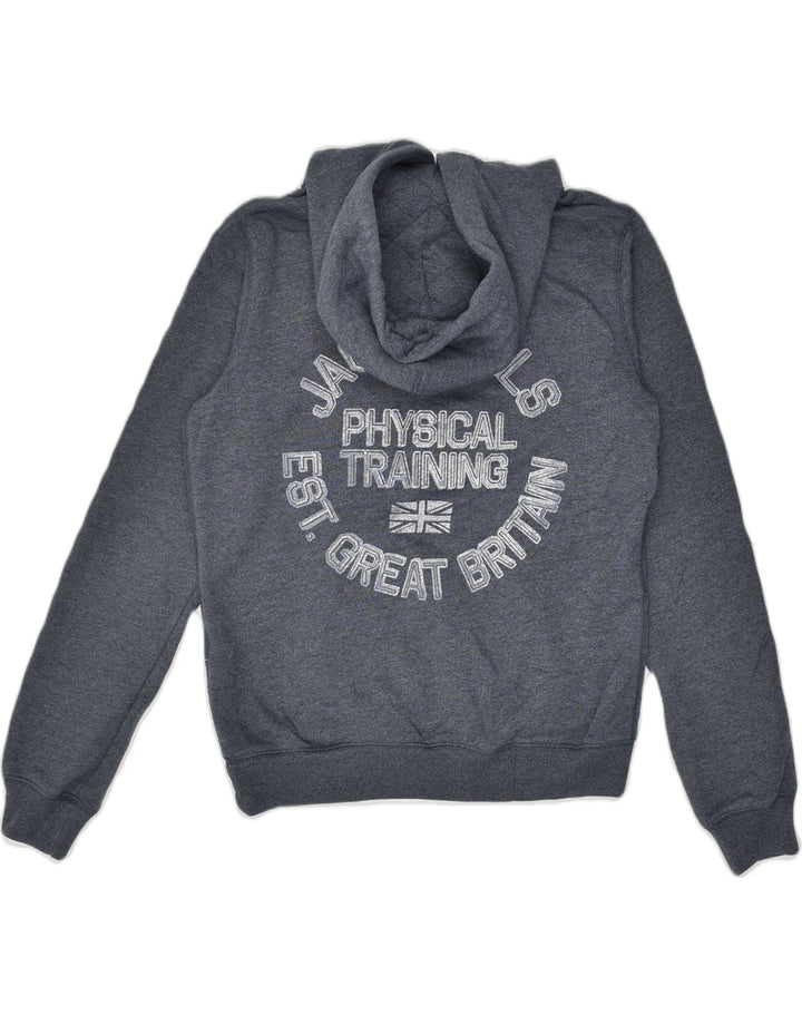 JACK WILLS Womens Graphic Hoodie Jumper UK 12 Medium Navy Blue Cotton | Vintage Jack Wills | Thrift | Second-Hand Jack Wills | Used Clothing | Messina Hembry 