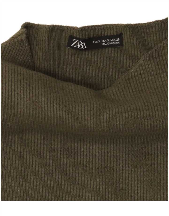 Zara Womens Oversized Turtle Neck Jumper Sweater UK 10 Small Khaki