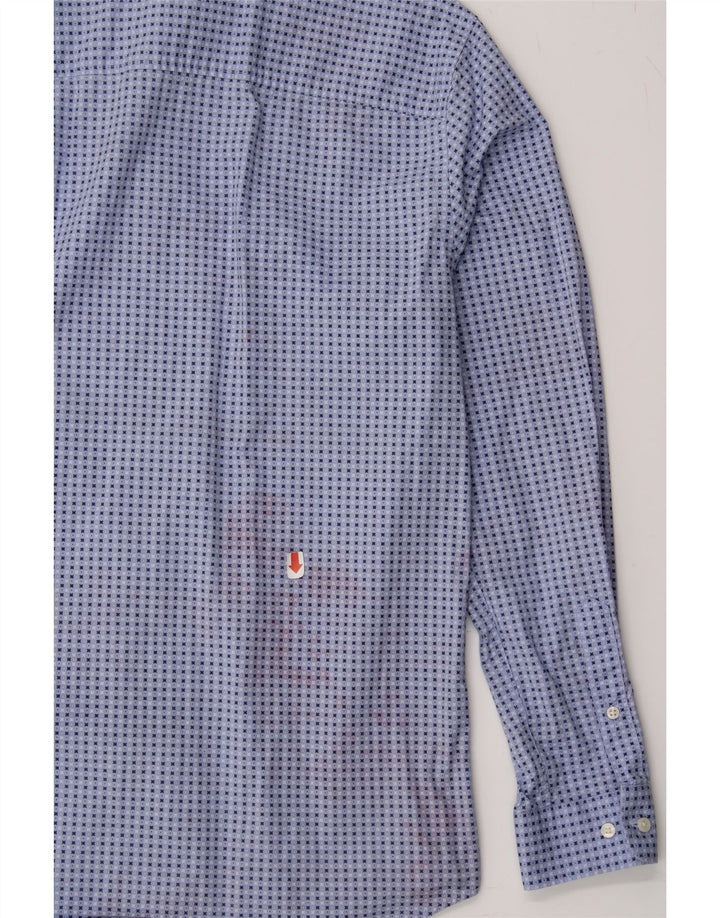 JACK & JONES Mens Stretch Shirt Large Blue Spotted Cotton Vintage Jack & Jones and Second-Hand Jack & Jones from Messina Hembry 