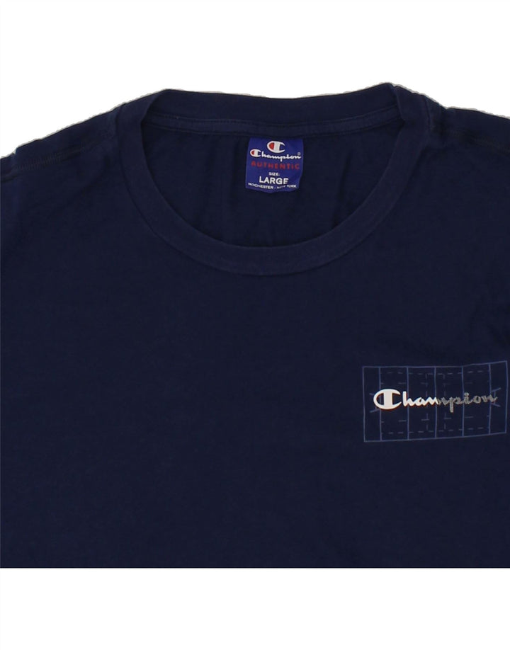 CHAMPION Mens Graphic T-Shirt Top Large Navy Blue Vintage Champion and Second-Hand Champion from Messina Hembry 