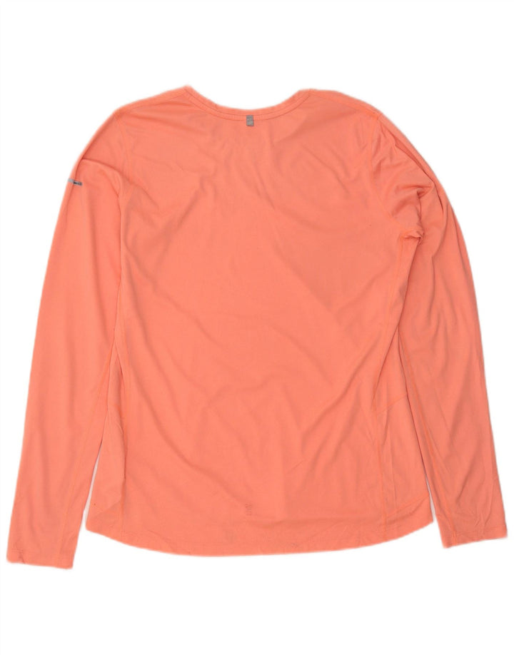 NIKE Womens Dri Fit Top Long Sleeve UK 16 Large Pink Polyester