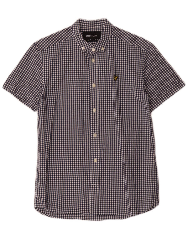 Lyle & Scott Chemise à manches courtes pour homme Petit bleu vichy en coton classique
