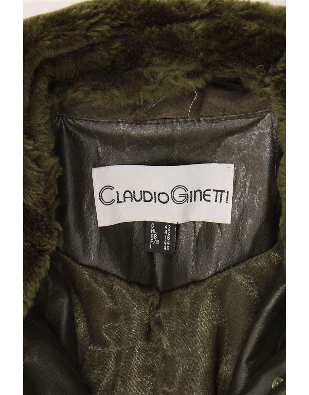 CLAUDIO GINETTI Womens Suede Overcoat UK 16 Large  Khaki Leather Vintage Claudio Ginetti and Second-Hand Claudio Ginetti from Messina Hembry 
