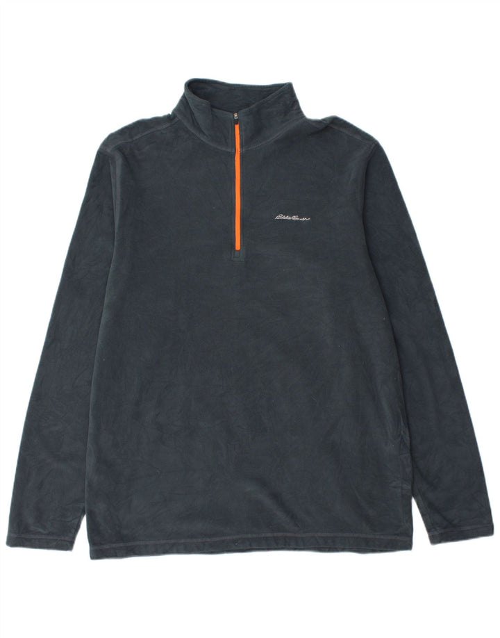 Maglione in pile da uomo con zip e collo Eddie Bauer, grande, in poliestere blu navy