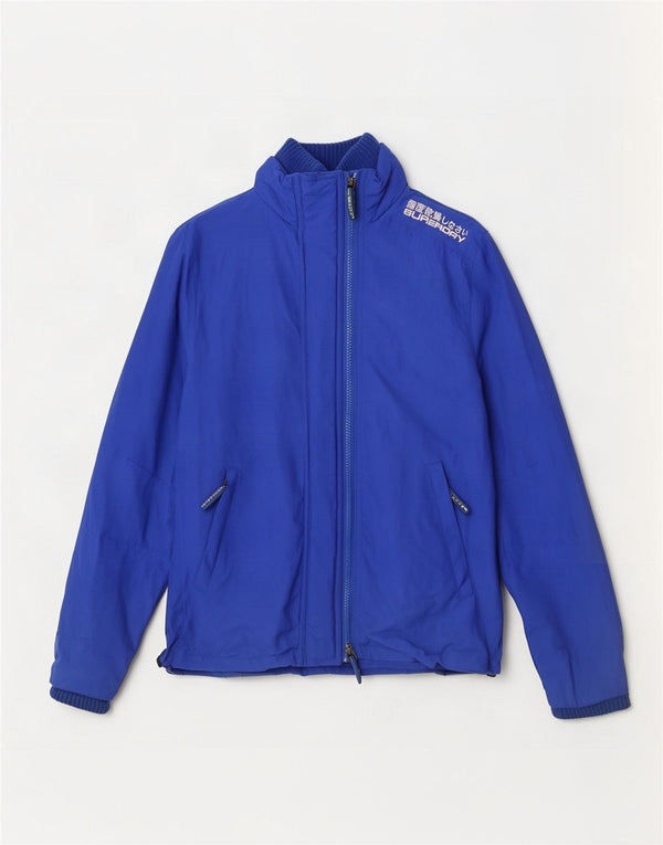 Superdry Womens Rain Jacket UK 12 Medium Blue Nylon