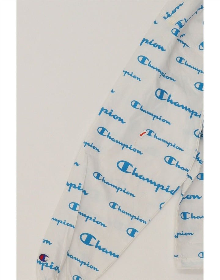 CHAMPION Womens Graphic Hooded Rain Jacket UK 6 XS White Polyester Vintage Champion and Second-Hand Champion from Messina Hembry 