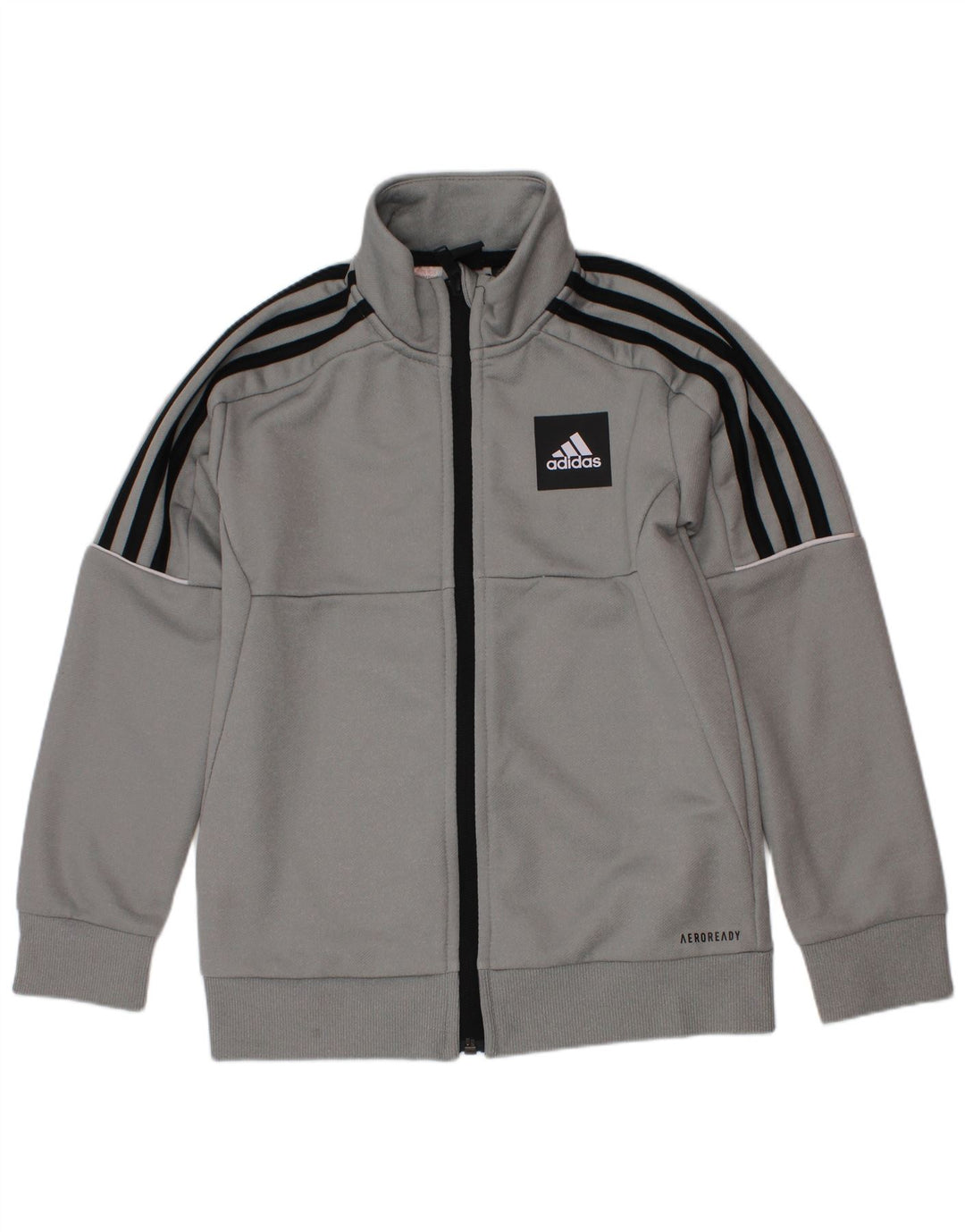 Adidas Boys Aeroready Tracksuit Top Jacket 7-8 Years Grey Polyester