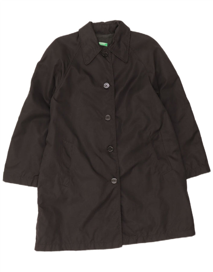 Damski płaszcz oversize Benetton UK 10 Small, czarny poliamid