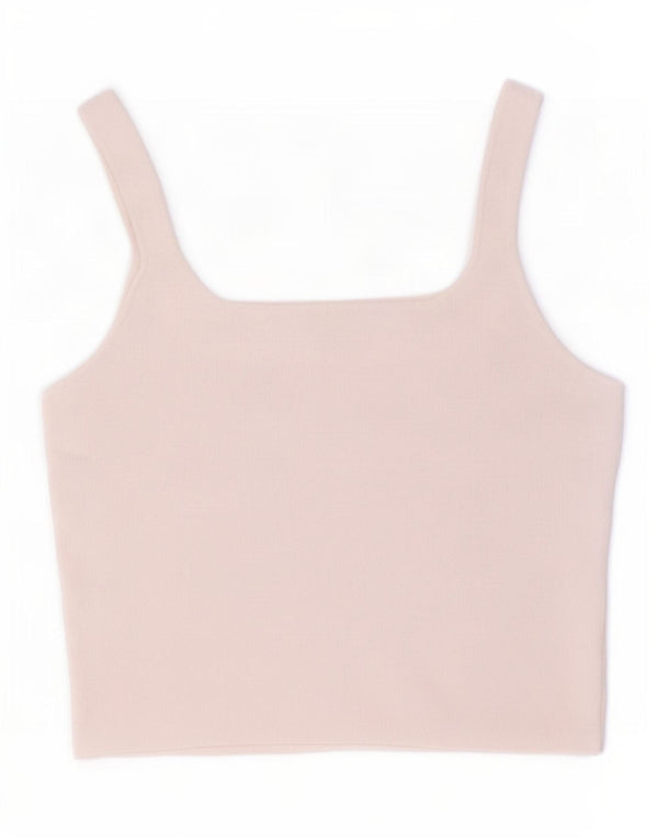 Zara Womens Crop Cami Top UK 14 Large Blanc Polyester