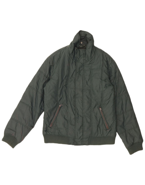 Zara Mens Padded Jacket UK 40 Large Green Nylon