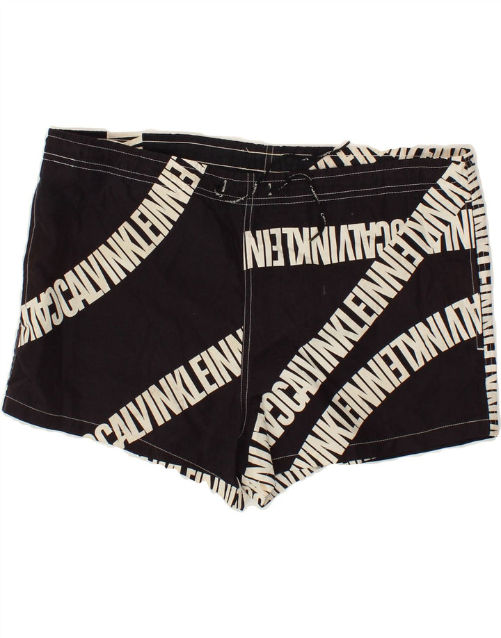CALVIN KLEIN Mens Graphic Swimming Shorts Medium  Black Polyester