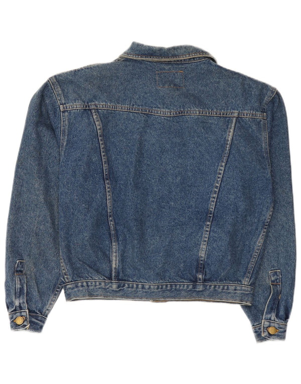 Vintage mujer chaqueta de mezclilla Reino Unido 14 algodón azul medio