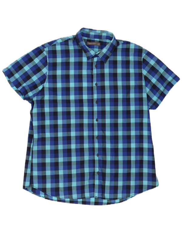Angelo Litrico Kortærmet Herreskjorte Størrelse 45/46 2XL Blå Gingham