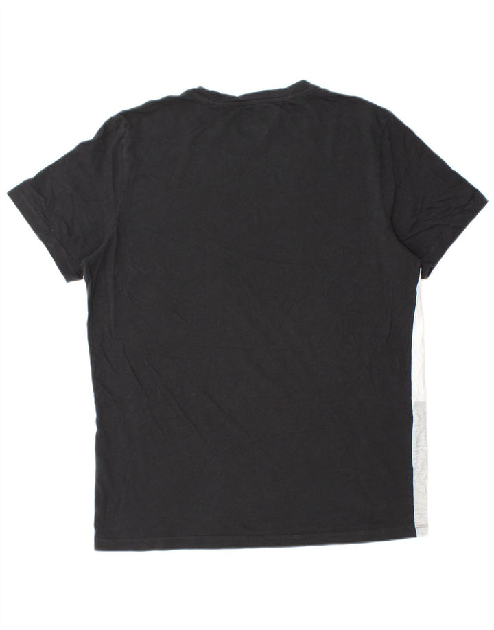 Jack & Jones Mens T-Shirt Top Large Black Colourblock