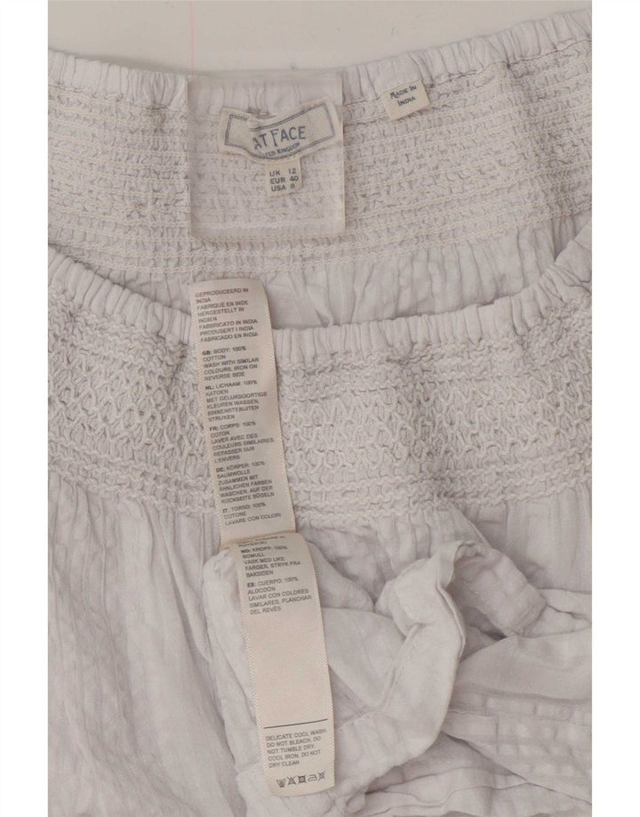 Fat Face Womens Oversized 3/4 Sleeve Blouse Top UK 12 Medium White Cotton