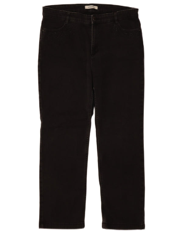 Marks & Spencer Jean droit pour femme UK 16 Large W36 L28 Coton noir