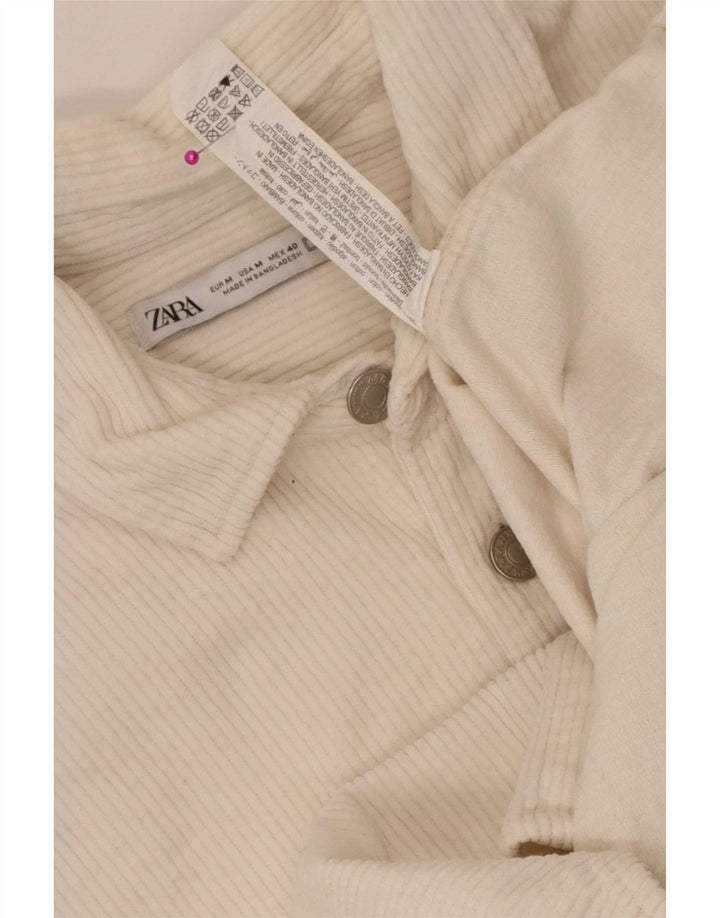 Zara Mens Corduroy Shirt Medium White Cotton