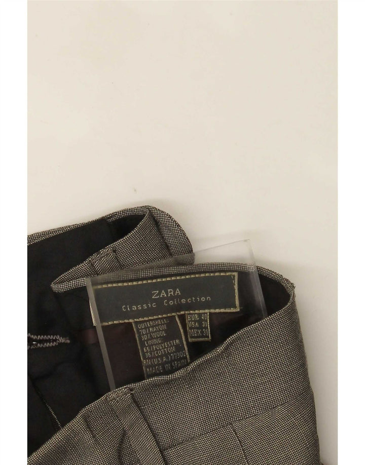 Zara Mens Pegged Suit Trousers EU 40 Medium W31 L30 Grey Check Rayon